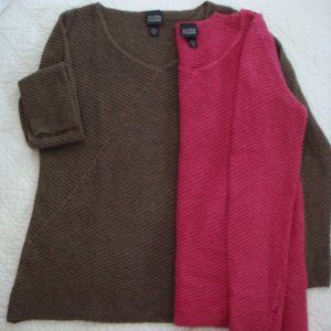 Set of 2 Eileen Fisher light tropical weight Merino Wool Sweaters Extra Small